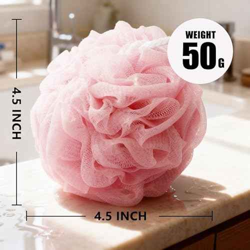 Shower Loofah Sponge for Men Women Loofah Exfoliating Body Scrubber 4 Color Mesh Shower Pouf Balls for Body Wash