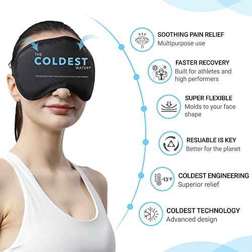 Coldest Eye Mask Cooling Gel Reusable Cold for Puffy Eyes, with Soft Plush Backing for Dark Circles, Migraine, Stress Relief