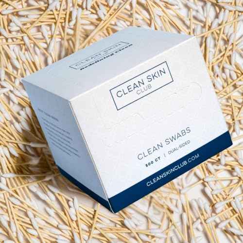 Clean Skin Club Clean Swabs | 500CT | One Pointed Tip | Biodegradable + Organic Cotton & Bamboo | Makeup & Nail Polish Touch-ups | Chlorine-Free & Hypoallergenic (500 Count)
