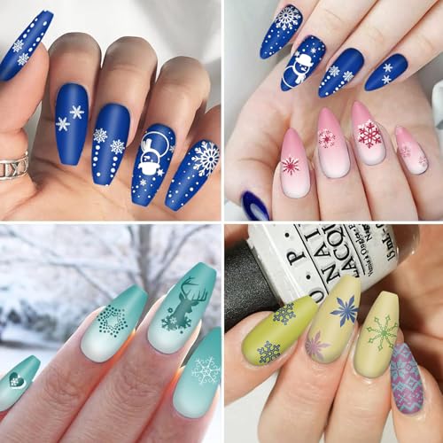 6Pcs Winter Snowflake Nail Art Stamping Plate Kit Christmas Assorted Snowflake Nail Art Plate for Xmas DIY Print Manicure Salon Studio