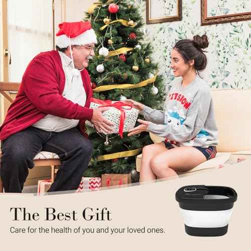 Foot Spa Bath Massager, 2025 Upgraded Foot Bath with Circulation Heat, Motorized Shiatsu Massage Balls, Pedicure Soaking Tub with Waves, Remote, Handle, Feet Stress Relief, Gifts