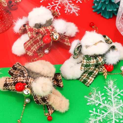 3Pcs Christmas Hair Claw Clips for Women Girls, Holiday Fluffy Claw Clips for Christmas Hair Accessories Outfit Gifts