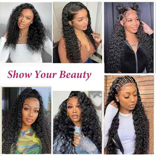 SODLIS Deep Wave Lace Front Wigs Human Hair 180% Density 13x6 Deep Wave HD Lace Frontal Wig Human Hair For Women Deep Curly Wigs Pre Plucked with Baby Hair (28 Inch)