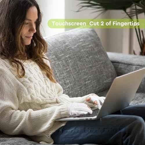 4 Pairs Cotton Moisturizing Gloves Touchscreen - 100% White Cotton Gloves for Dry Hands Eczema Sleeping Overnight Lotion Spa Treatment - Moisturizing Night Gloves