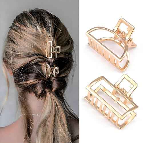 2 Pcs Gold Hair Clips Small Metal Claw Clips for Thin Hair Non-Slip Strong Hold Braided Hair Clips for Women