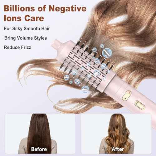 3 in 1 Rotating Hair Dryer Brush Spinning with Detachable Brush(2" & 1.5"),Negative Ionic Brush Blow Dryer 100-120V,3 Heats and 2 Speeds Rotating Hot Air Brush for Curling,Straight,Drying