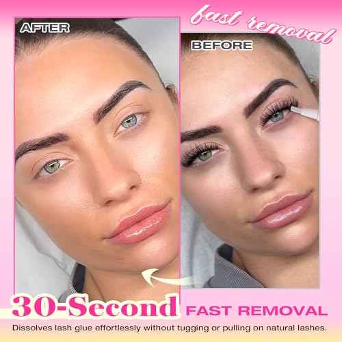FANXITON Eyelash Glue Remover 5ML Cluster Lash Bond and Seal Glue Remover for Individual Cluster Lashes Remover with Soft Eyelash Brush Self Use at Home