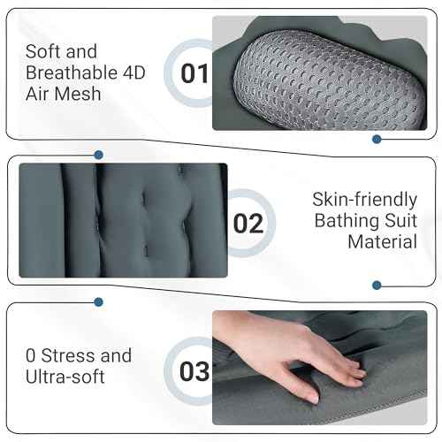 Full Body Bathtub Pillow Thick Bath Pillows for Tub 4D Bathtub Cushion with Powerful Suction Cups for All Bathtub Bath Accessories 51" x 16" (Grey)
