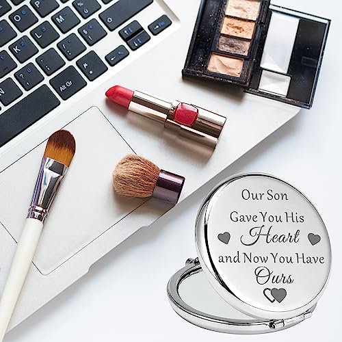 MYOSPARK Daughter in Law Compact Makeup Mirror Bride to Be Wedding Day Keepsake Gift from Mother in Law