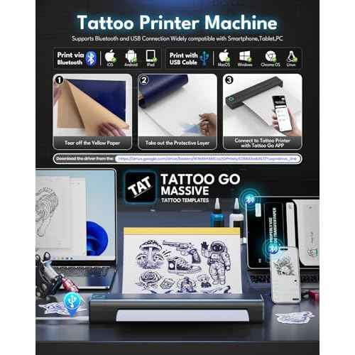 2025 New Wireless Tattoo Stencil Printer with 10 pcs of Transfer Paper,Tattoo Printer Machine for Tattoo Artists& Beginners,Compatible with Phone&PC