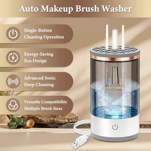 Electric Makeup Brush Cleaner - Efficient Electric Makeup Brush Cleaner Machine for Thorough Brush Cleaning, Ideal for Makeup Artists & Enthusiasts