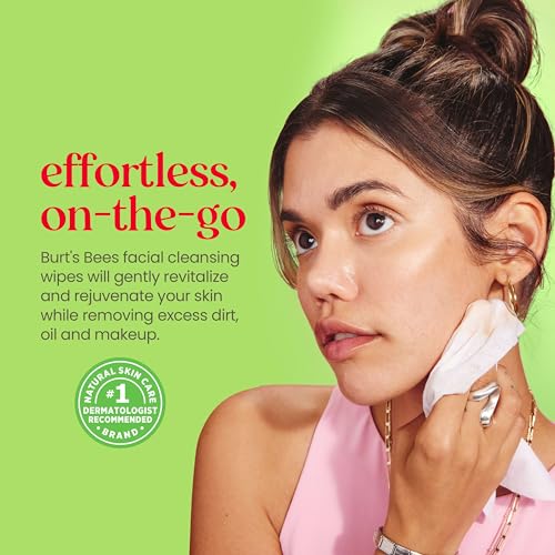 Burt's Bees Stocking Stuffers, Aloe Vera Face Wipes, for Sensitive Skin, Soothing Makeup Remover & Facial Cleansing Towelettes Christmas Gifts, 30 Ct. (3-Pack)