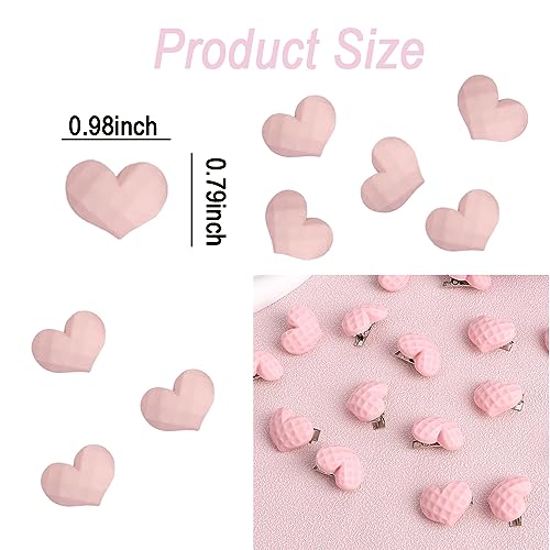 20 Pcs Mini Heart Hair Clips - Cute Pink Hair Pins for Women Girls, Small Barrettes for Bride Wedding Birthday Hair Decoration