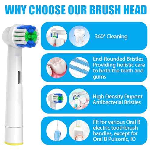 Replacement Toothbrush Heads Compatible with Oral-B Braun, 20 Pcs Professional Electric Toothbrush Brush Heads for Oral B Replacement Head Refill Pro 500/1000/1500/3000/3757/5000/7000/7500/8000