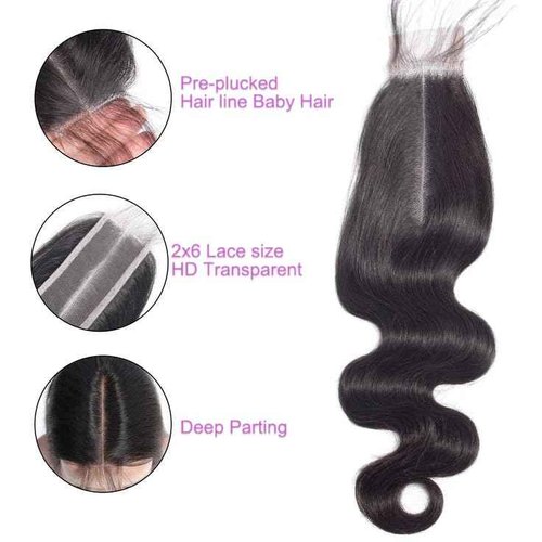HEREAL 2x6 HD Lace Closure with Bundles 20 22 24 +18 Inch Body Wave 3 Bundles with Closure Human Hair Unprocessed Brazilian Virgin Human Hair Natural Color