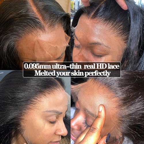 Body Wave 0.095mm Real HD 13x4 Lace Frontal Brazilian Human Hair Real Invisible HD Lace Human Hair Ear to Ear Full Density Lace Frontal Closure Tiny Knots (18inches)