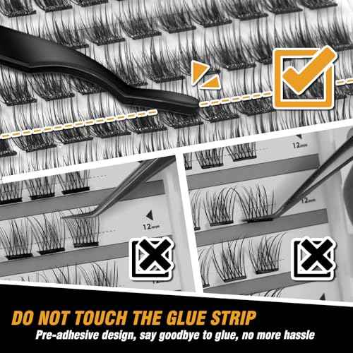 156 PCS Self Adhesive Eyelashes Clusters Kit Lash Clusters DIY Eyelashes Pre Glued No Glue Needed No Remover No residue