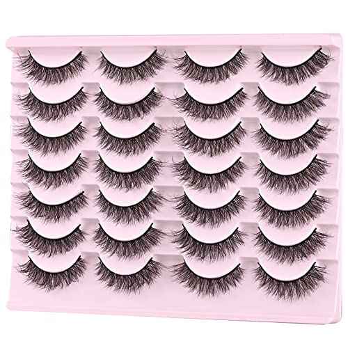 FARRED Natural Lashes Short Eyelashes Wispy False Mink Lash Pack 14 Pair Natural Look Fluffy Cat Eye Strip Eyelash Small Fake Lashes Full Pesta?as Sets for MUA and Beginners Daily Makeup (F1 | 8-14mm)