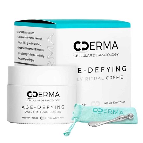 Cellular Dermatology CDERMA Anti-Aging Face Cream Fights Wrinkles, Firming & Hydrating Moisturizer with Dual Hylauronic Acid For Dry Skin, Sensitive Skin, Aging Skin Made in France, 1.76 fl oz