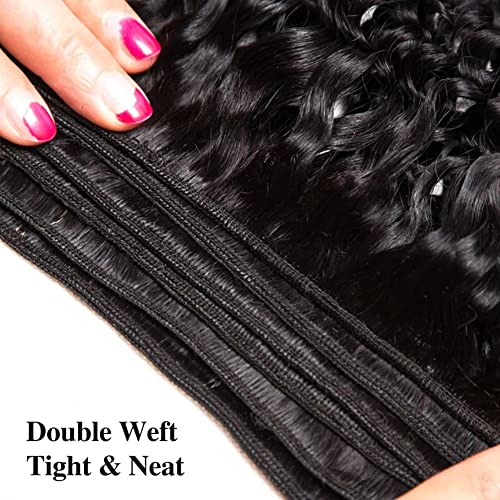 Water Wave Human Hair 4 Bundles (12 14 16 18 Inch) Brazilian Virgin Water Curly Bundles 100% Unprocessed Human Hair Weave Remy Hair Weft for Black Women Natural Color
