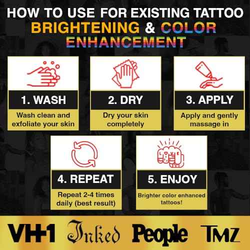 BLACK INK Advanced Color Enhancing Tattoo Aftercare + Daily Use Tattoo Brightener & Moisturizer Cream for All Skin Tones & Ink Colors ? Organic & Vegan All-Natural Care Tattoo Lotion ? Made in the USA