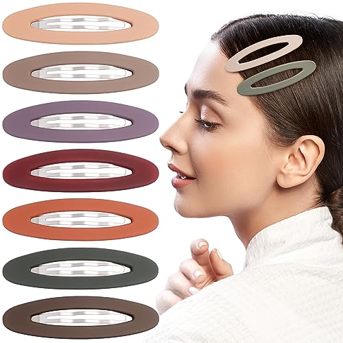7pcs Matte Snap Hair Clip for Women, Non-Slip Large Enamel Hair Barrettes Alligator, Rustproof Oval Hair Pin Accessories for Long Short Thick Thin Fine Curly Straight Hair