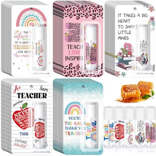 80 Pack Christmas Teacher Appreciation Gifts Bulk Lip Balms Employee Staff Appreciation Teacher Team Thank You Gift Bulk Fall Halloween Thanksgiving Party Favor Basket Stuffers for Women Men (Classic)