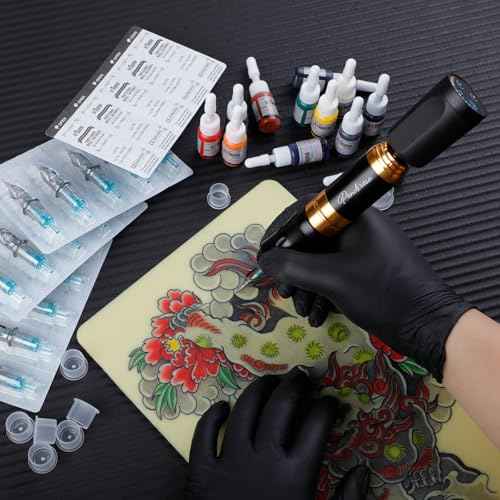 STIGMA Wireless Tattoo Gun Tattoo Kit Complete with Pro Short Tattoo Pen, 2 Tattoo Batteries, 20 Tattoo Cartridge Needles,Tattoo Ink Color Set, Full Tattoo Accessories STP35TI4002-9