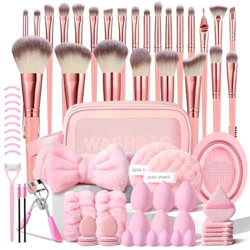 70Pcs Pink Makeup Brushes Set Professional Makeup Kit Multi-functional Makeup Tool Set with Case Facial Makeup Accessories, Foundation Makeup Brush Kit Eye and Face Make up Brushes & Tools