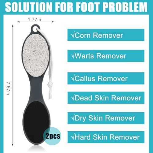 Foot File Callus Remover-2 Pcs 4 in 1 Foot Scrubber Dead Skin Remover for Feet,Pumice Stone, Foot Rasp and Sand Paper for Home Foot Care,Foot Brush for Shower (Grey Pedicure Foot File)