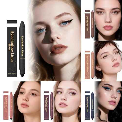 Shadow Liner Duo Plum: 2-in-1 Waterproof Eyeliner & Eyeshadow Stick, Smooth & Easy to Apply for Smoky or Natural Looks 6 Colors (2PCS-D)
