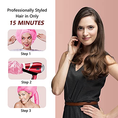 Safety Portable Hair Dryer Bonnet Attachment for Hair Styling - Deep Pink