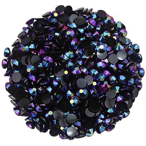 4500 Pcs SS12 3mm AB Flatback Rhinestones for Nails Art Crafts Glitter Round Shine Gems Crystals DIY Clothes Shoes £¨Black-Bottom Purple Red AB£©