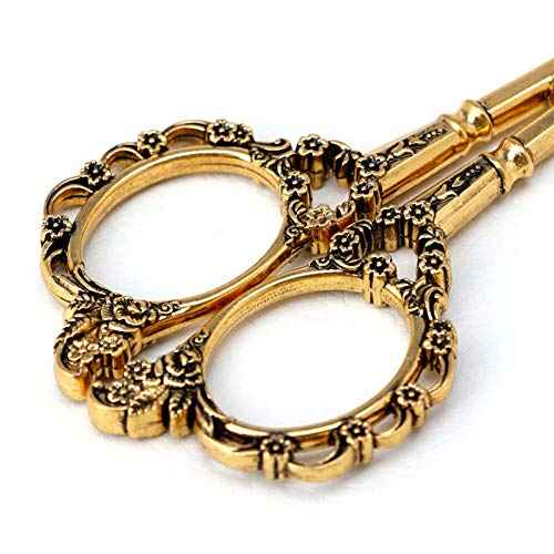 Professional Manicure Scissors, EBANKU Vintage Stainless Steel Cuticle Precision Beauty Grooming for Nail, Facial Hair, Eyebrow, Eyelash, Nose Hair (Gold)