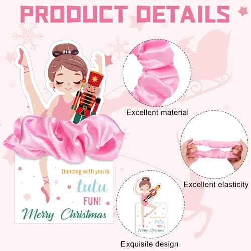 36 Sets Nutcracker Ballet Scrunchie with Ballet Themed Thank You Cards Dance Recital Gifts for Christmas Stuffers Ballerina Birthday Party Decorations Supplies