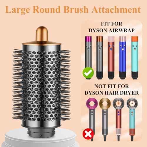 Large Round Volumizing Brush for Dyson Airwrap Attachments, Nickel/Copper, Bigger Oval Volumizer for Fluffy Styling