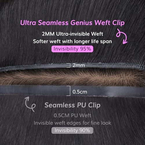 IDN BEAUTY Genius Weft Deep Wave Clip In Hair Extensions Human Hair For Black Girl Women, Virgin Hair Longer Lifespan, Invisible Seamless PU Weft Clip Ins, 14 Inch 100g 7Pcs Natural Black