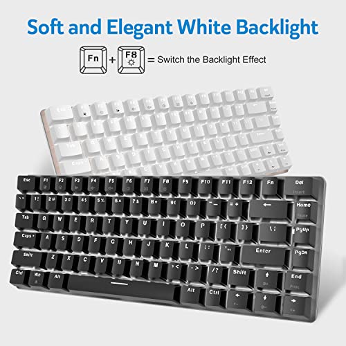 60% Mechanical Gaming Keyboard,Hot Swappable Compact 82 Keys Wired Mechanical Keyboard with White LED Backlit,Detachable Type-C Cable,Ergonomic Design,for Windows PC Gamers(Blue Switch,Black)