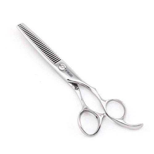 KINSARO 6 Inch Hair Cutting Scissors & 6 Inch Hair Thinning Scissors, V Shape Teeth, Stainless Steel, Silver, Ambidextrous, Thinning, Compact