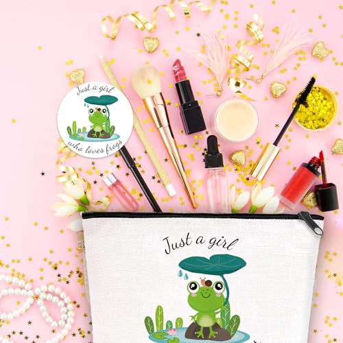 Frog Gifts for Frog Lovers, Includes Makeup Bag, Cute Socks, Frogs Writing Gel Ink Pen & Mini Round Mirror, Just Who Loves Frogs, Birthday Gift for Women