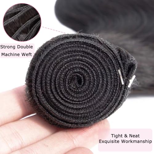 16A Human Hair Bundles 12 14 16 18 Inch Body Wave Bundles Human Hair 400g Brazilian Virgin Body Wave 4 Pieces Deals Brazilian Quick Weave Extensions Wet and Wavy Extensions Natural Black