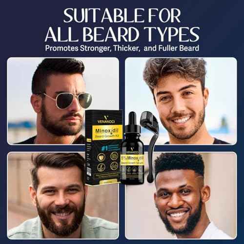 5% Minoxidil for Men Beard Growth Kit: Venanoci Hair Regrowth Oil with Biotin & Rosemary ? Thicker, Fuller Beard & Hair ? Stop Hair Loss & Thinning ? Hair Growth Serum Treatment