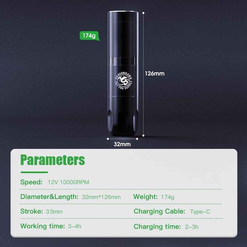 Dragonhawk Cordless Tattoo Gun Kit Complete Tattoo Kit, Pro Tattoo Pen Machine with 2 Tattoo Batteries Power, 20 Tattoo Needles Cartridges Set for Beginners