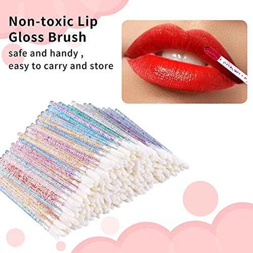 300PCS Glitter Crystal Lip Brush, Disposable Crystal Lip Brushes Tool Kits Lip Gloss Applicators Make Up Brush Lipstick Gloss Wands Makeup Applicators Brushes Applicator tool Makeup Beauty Tool Kits1