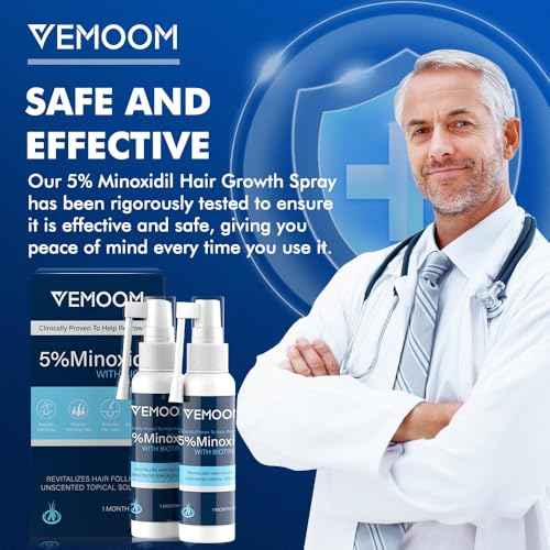 5% Minoxidil Hair Growth Spray for Women and Men, Effective Anti-Hair Loss Treatment for Regrowth, Extra Strength Scalp Solution, Thicker, Stronger and Longer Hair - 60ml*2