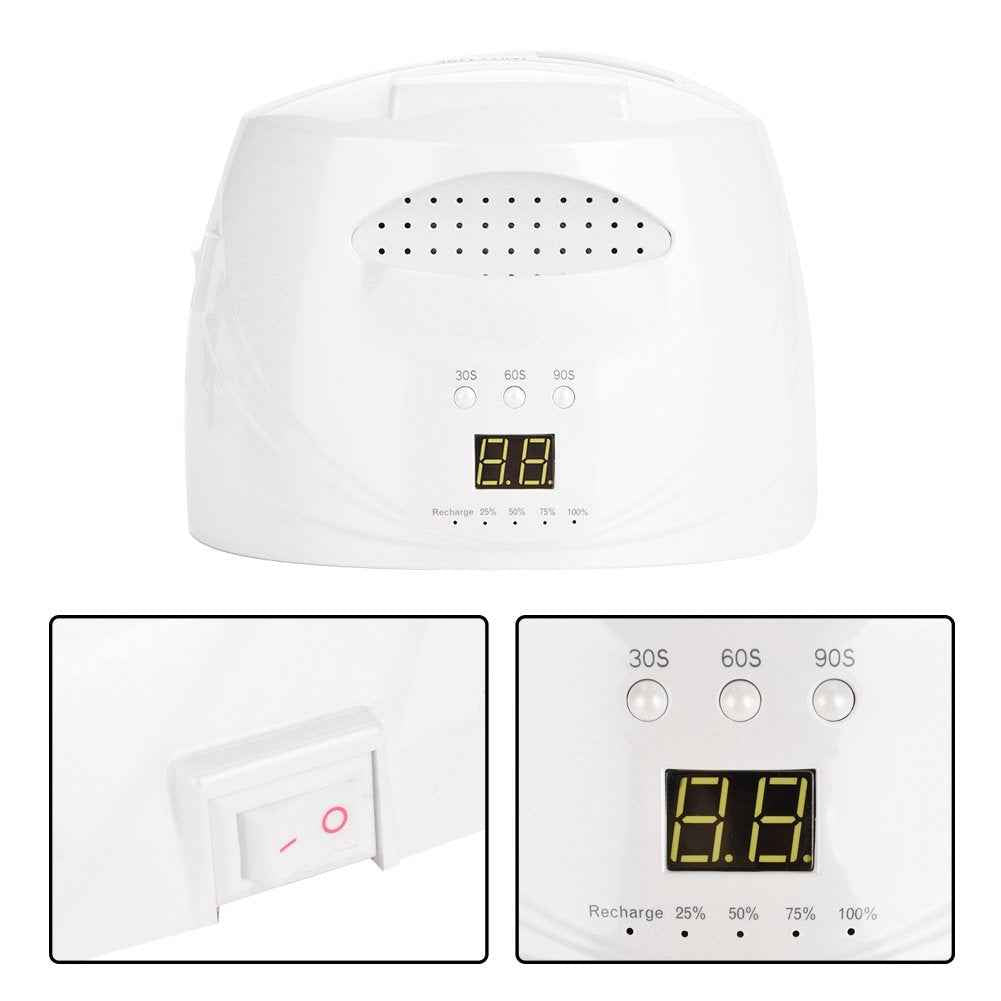 48W Cordless Rechargeable Nail Lamp, Dual Source LED Bulbs, Smart Handle Design, 28pcs strategically Placed Bulbs, Suitable for Fingernails and Toenails (US)