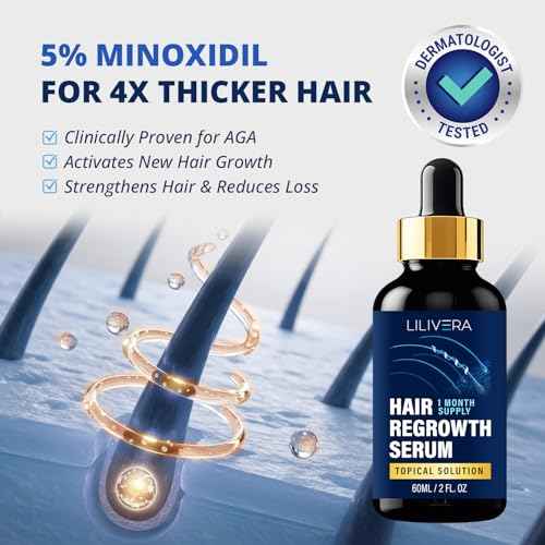 5% Minoxidil Hair and Beard Growth Kit: Extra Strength Minoxidil Topical Hair Regrowth Treatments Serum for Thinning Hair - Hair Loss Products for Men and Women