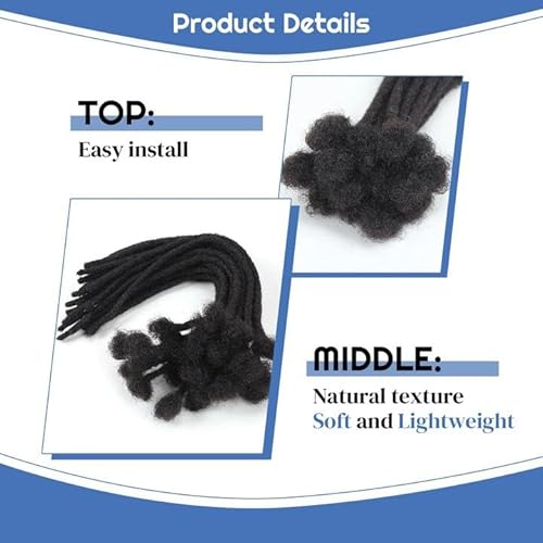 12 inch Loc Extensions Human Hair, 50 Strands Permanent Dreadlock Extension Human Hair 0.4cm Width 100% Full Handmade Dreads Can Be Dyed and Bleached Curled dreads extensions (black to red)