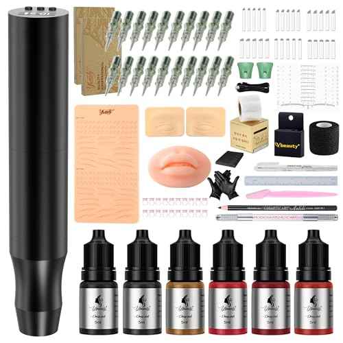 Beginners Microblading Tattoo Gun Kit, Professional Cordless Tattoo Pen & Eyebrow Pencil Set for Makeup Supplies, 1400mAh Semi-Permanent Eyebrow Tattoo Machine with 50Pcs Needles (Black)
