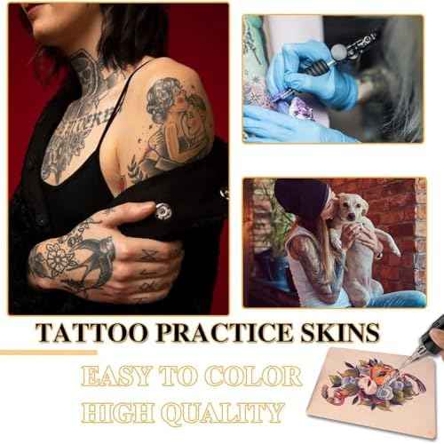 Tattoo Skin Practice - Jconly 10Pcs Blank Tattoo Fake Skin Double Sides Tattoo Practice Skin 7.4x5.6" Tattooing and Microblading Eyebrow Practice Skin for Beginners and Experienced Artists
